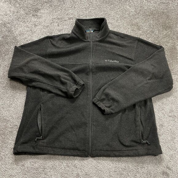Columbia Steen Mountain Fleece Jacket Mens XL Gray Full Zip Pockets High Neck - Picture 1 of 11